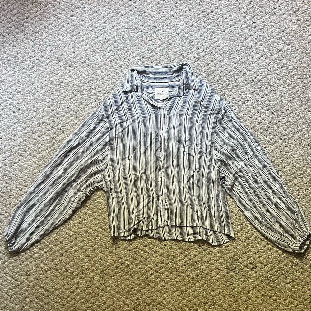 Striped Balloon Sleeve Top